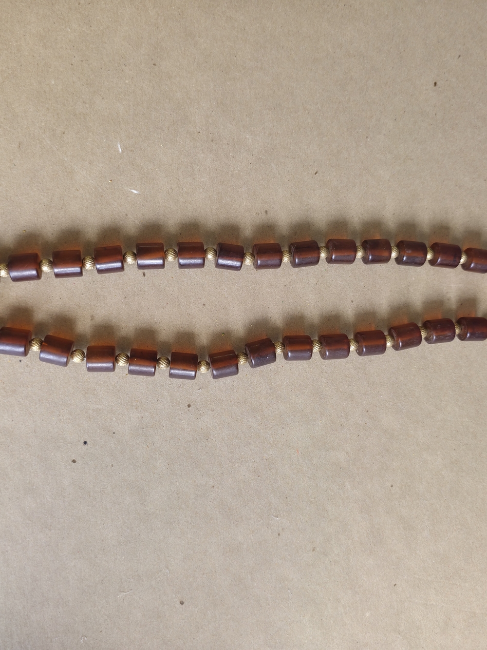 Brown Beaded Necklace with Gold Accent Spacers